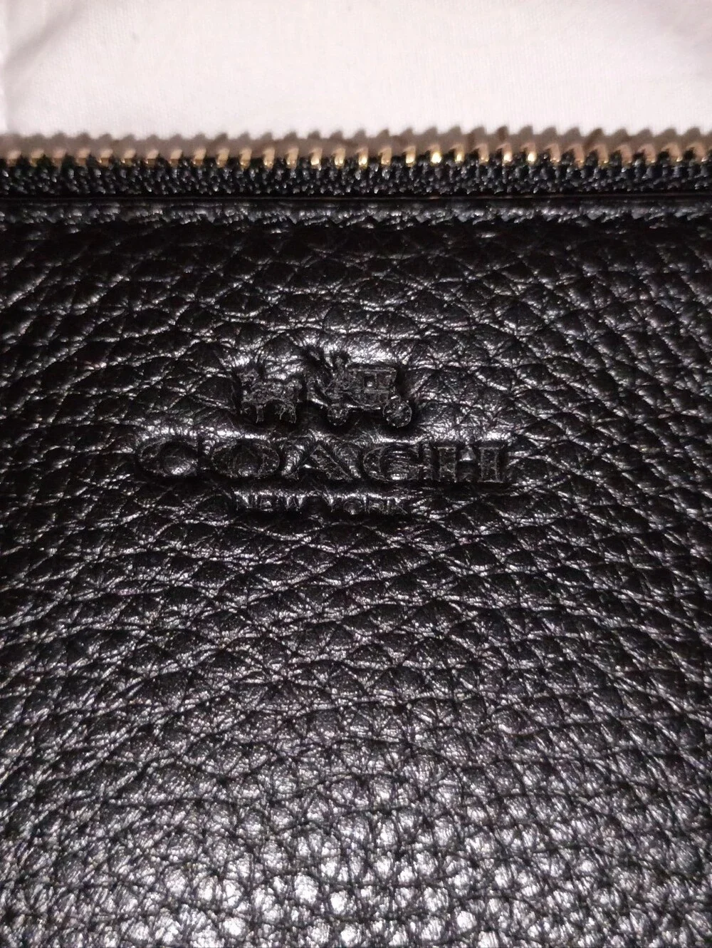Coach Black Pebbled Leather Zip Wallet